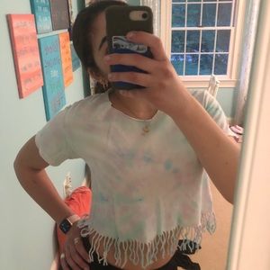 Tie dye fringe top